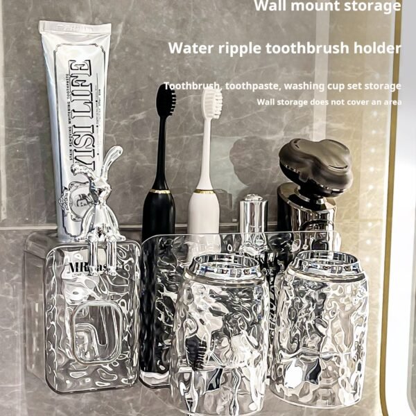 Electric Toothbrush Toothpaste Holder Bathroom No-Punch Wall Mounted Toothbrush Mouthwash Cup Toothpaste Toothpaste Holder Set