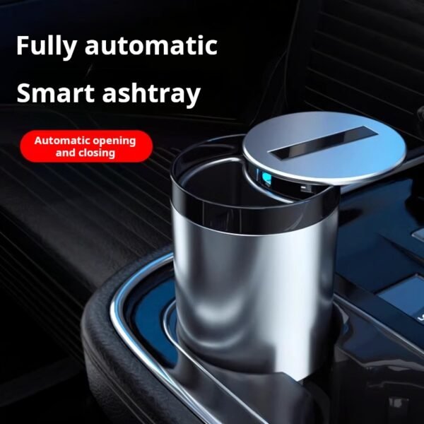 Ashtray Black Technology Auto Open Lid Large Aluminum Alloy Seal Car Interior Use Windproof Multifunctional Premium Sense (PACK OF 3)