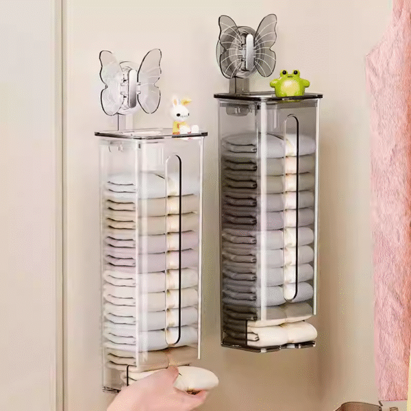 Butterfly Suction Cup Underwear Organizer with Lid Wall Mounted Fitted Underwear Organizer (PACK OF 6)